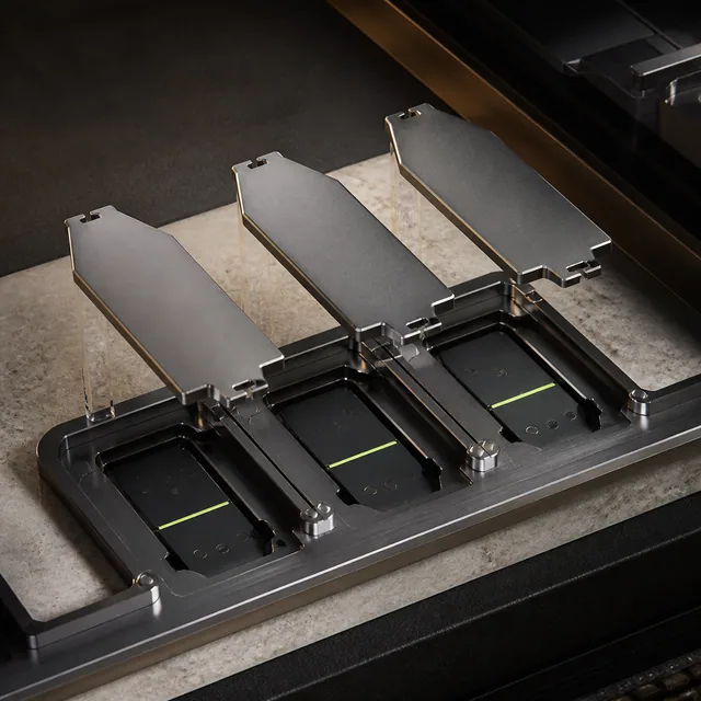 Concept render of blank campaign plates above indexed chassis slots